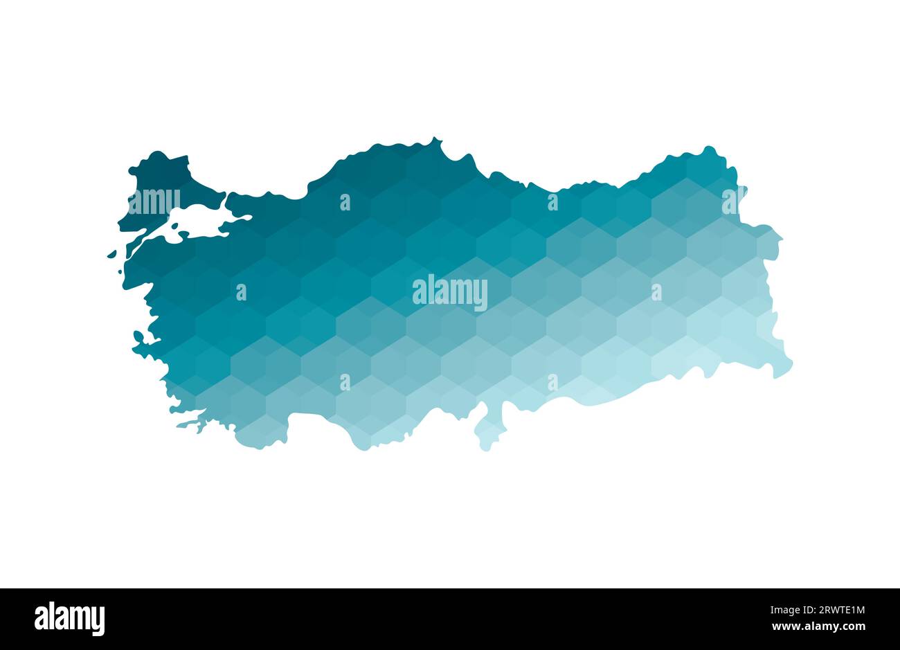 Vector isolated illustration icon with simplified blue silhouette of Turkey map. Polygonal geometric style. White background. Stock Vector