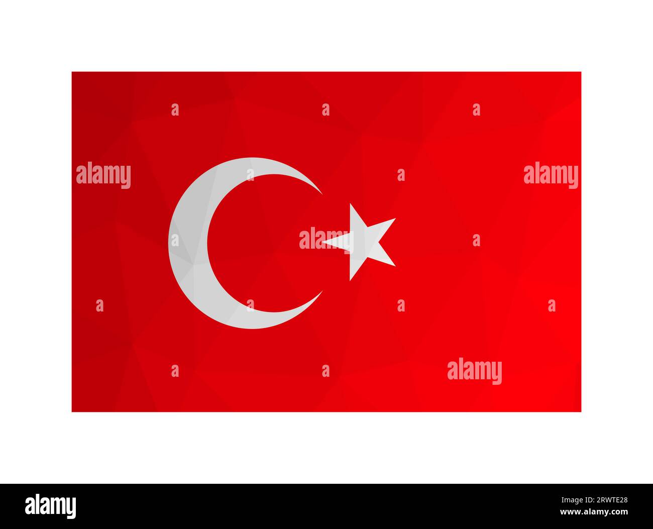 Vector isolated illustration. National Turkish flag with white star and crescent. Official symbol of Turkey. Creative design in low poly style with tr Stock Vector