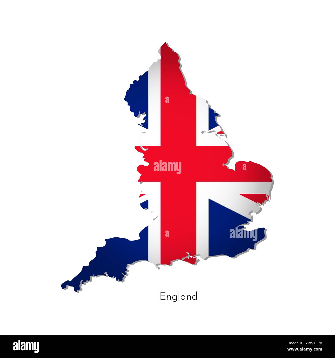 United kingdom map union jack Stock - Vector Isolated Illustration With Silhouette Of England United Kingdom Of Great Britain And Ireland Map National British Flag With Cross Red Whit 2RWTERR 