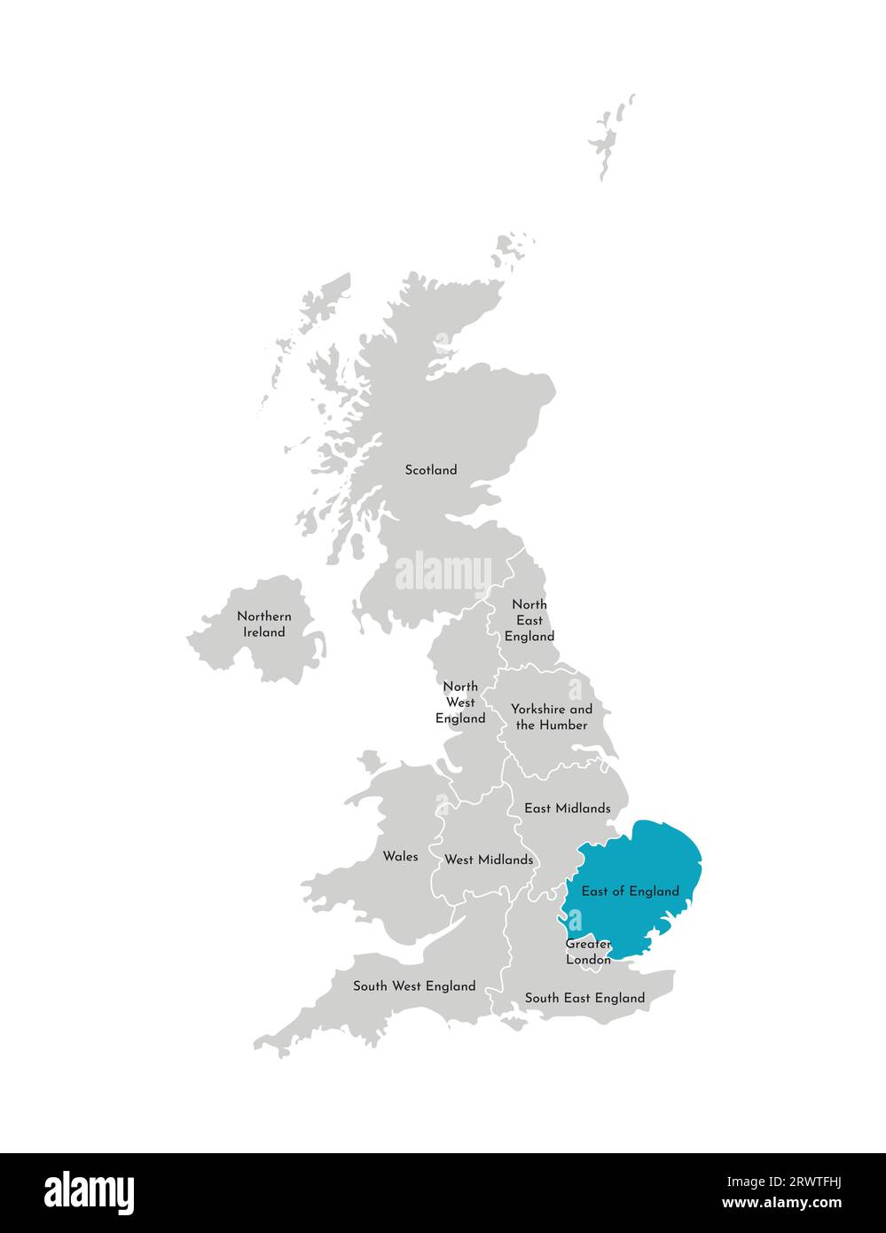 Vector isolated illustration of simplified administrative map of the