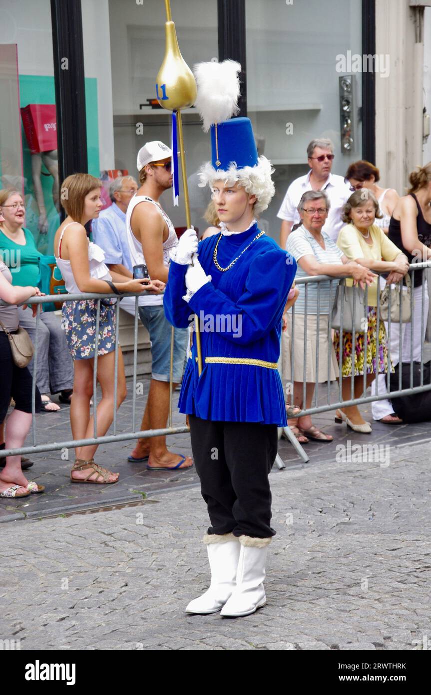 Individual character in The Procession of the Golden Tree Pageant, held every 5 years since 1958. Bruges, Belgium. Stock Photo