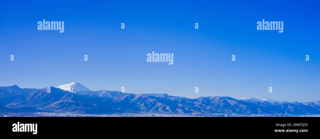 Yamanashi Landscapes Mountains and Mt. Fuji - a view from an unnamed observatory Stock Photo