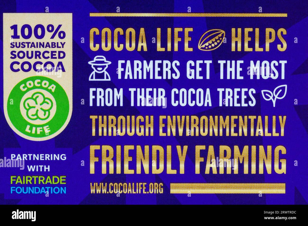 100 sustainably sources cocoa cocoalife information on box of Cadbury