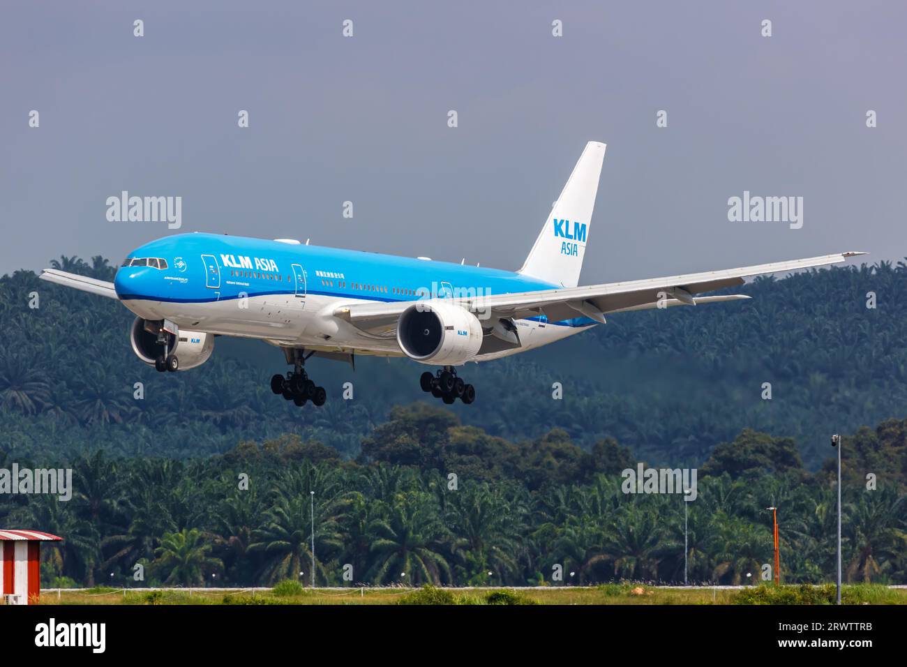 Kuala Lumpur, Malaysia - February 5, 2023: KLM Asia Boeing 777-200ER airplane at Kuala Lumpur Airport in Malaysia. Stock Photo