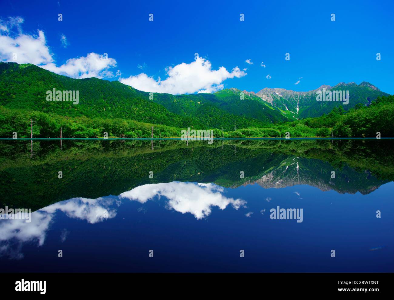 Taishoike Pond and Hotaka mountain range Stock Photo