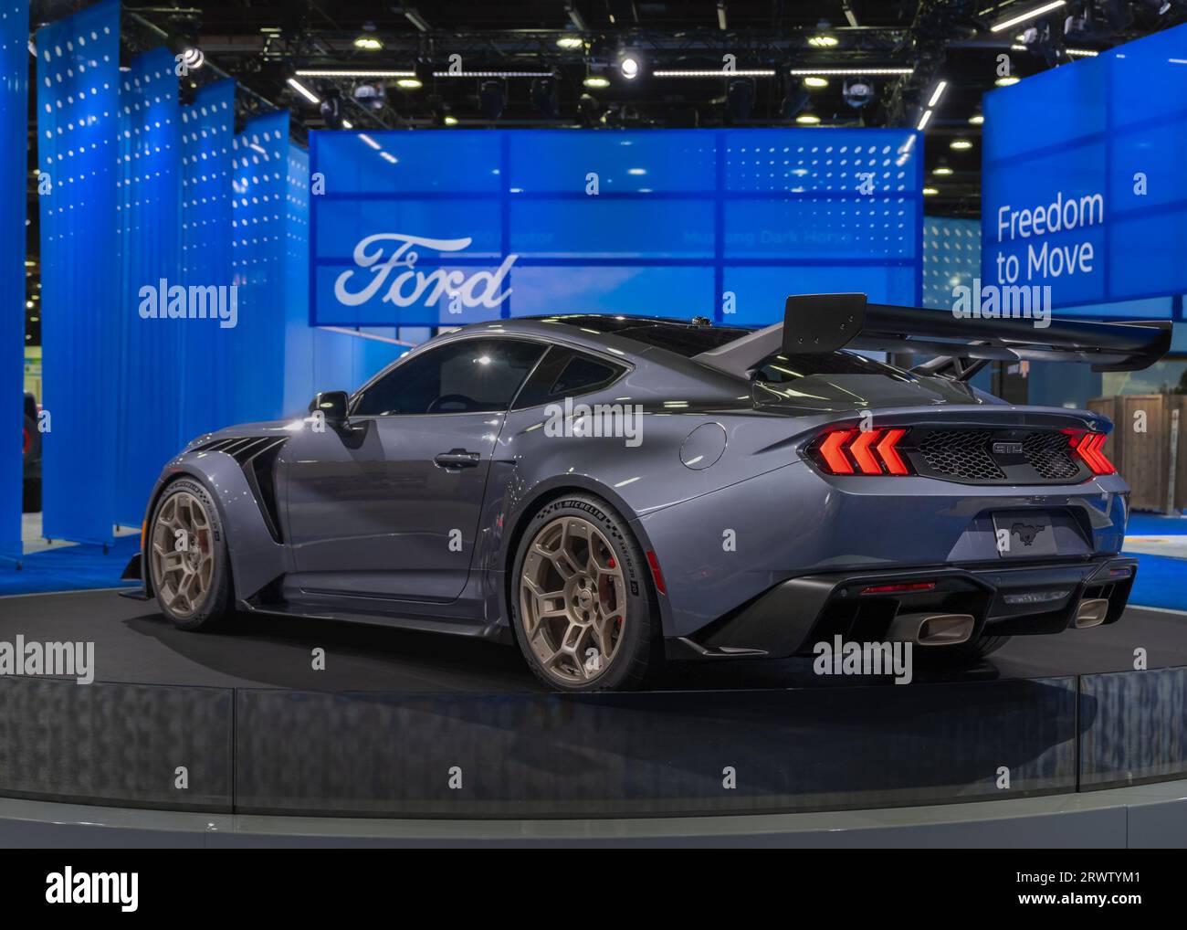 DETROIT, MI/USA SEPTEMBER 14, 2023 A 2025 Ford Mustang GTD supercar, North American