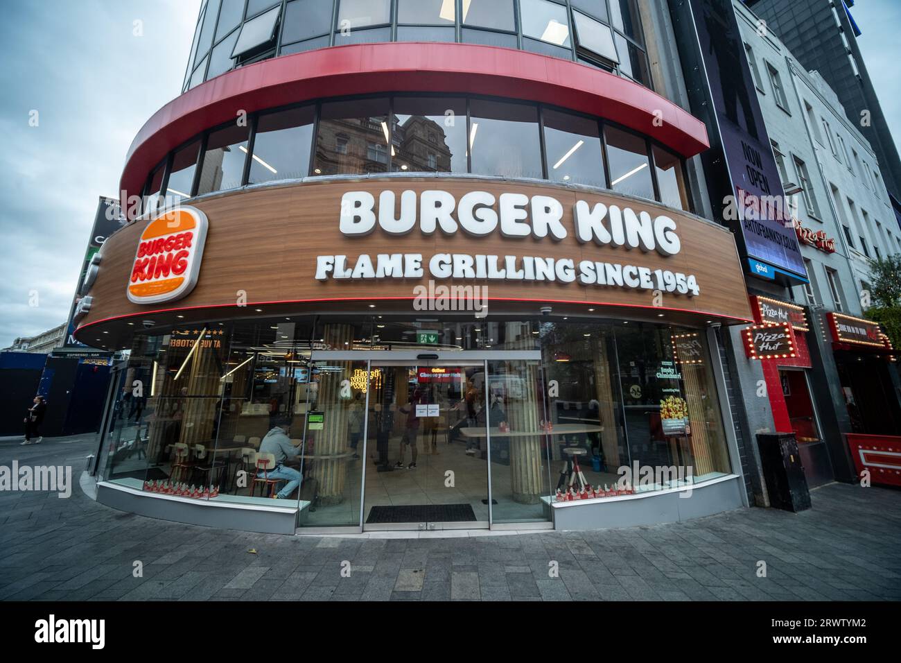 LONDON- SEPTEMBER, 19, 2023: Burger King burger restaurant and takeaway on Leicester Square Stock Photo