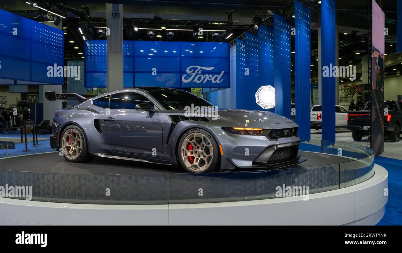 DETROIT, MI/USA SEPTEMBER 14, 2023 A 2025 Ford Mustang GTD supercar, North American