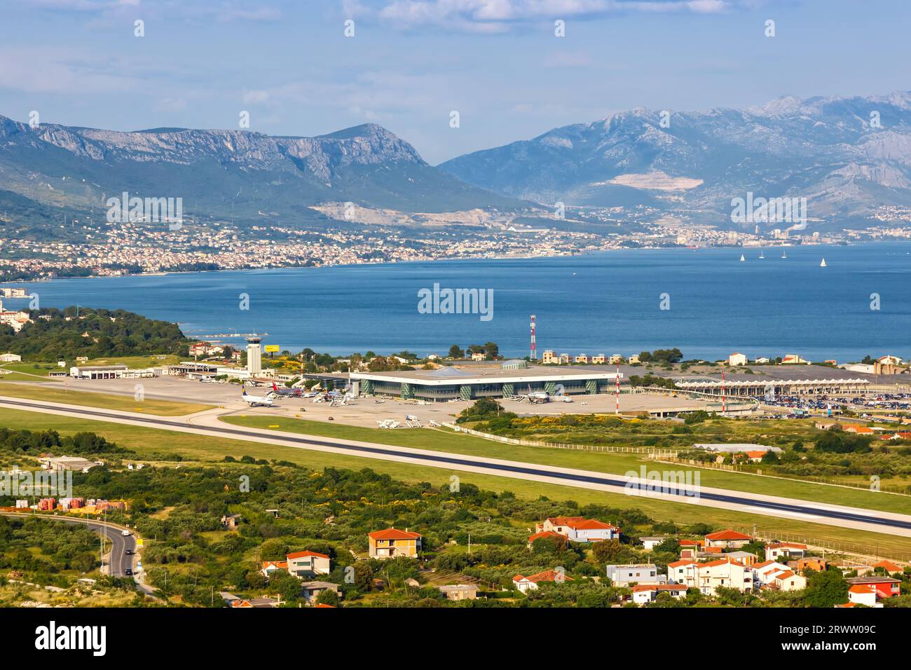 Split, Croatia - May 27, 2023: Overview of Split Airport (SPU) in Croatia. Stock Photo