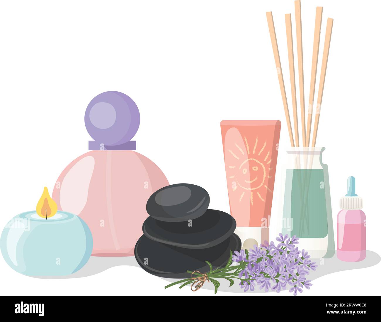 Wellness and spa still life concept, vector illustration Stock Vector