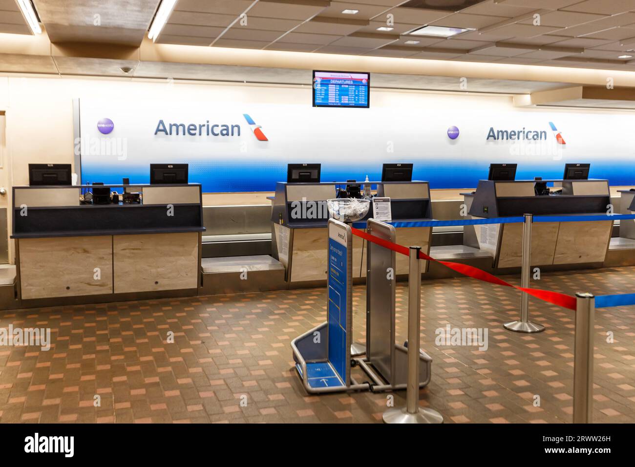 Albuquerque, United States - May 9, 2023: American Airlines check-in at Albuquerque airport (ABQ) in the United States. Stock Photo