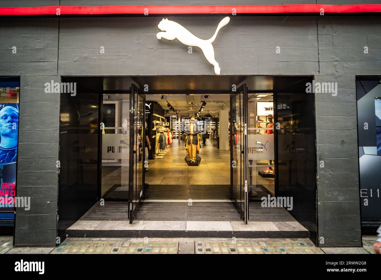 LONDON- SEPTEMBER, 19, 2023: Puma store on Carnaby Street, a landmark fashion retail destination Stock Photo