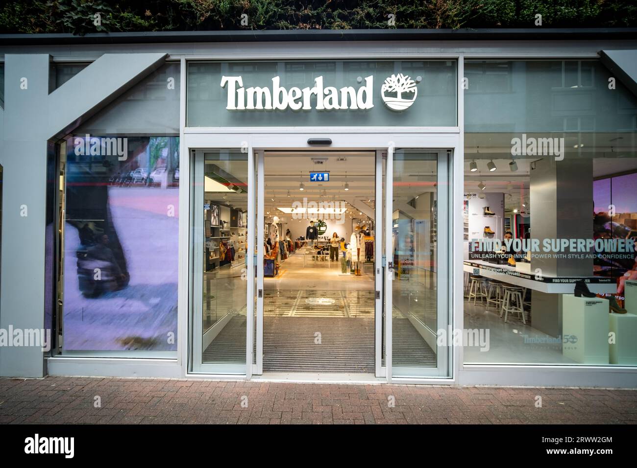 LONDON- SEPTEMBER, 19, 2023: Timberland fashion brand store on Carnaby Street, a landmark fashion retail destination Stock Photo