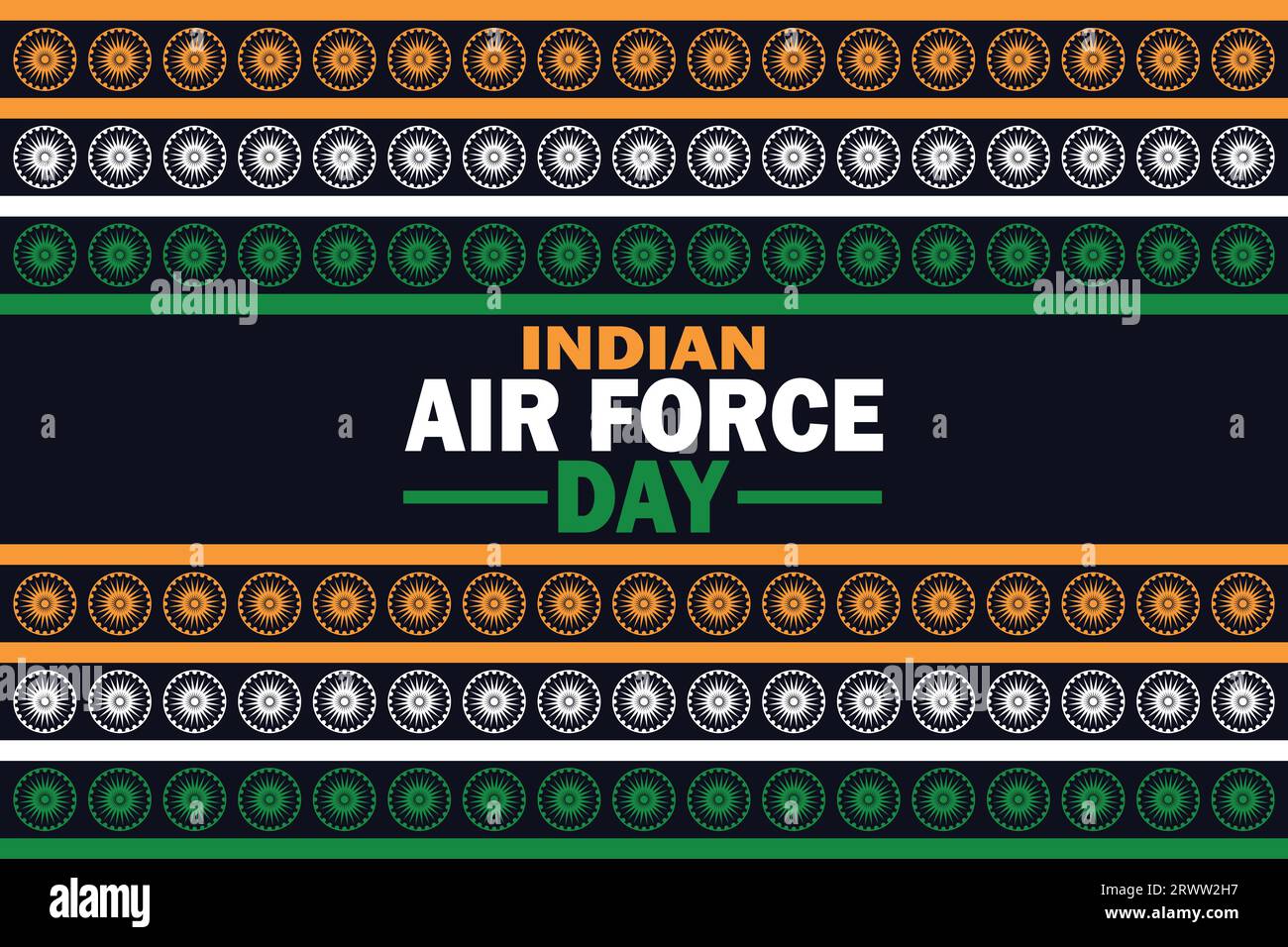 Indian Air Force Day celebration background. Holiday concept. Template for background, banner, card, poster with text inscription. Vector illustration Stock Vector