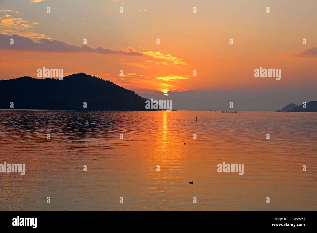 Lake Biwa Sunset Stock Photo - Alamy