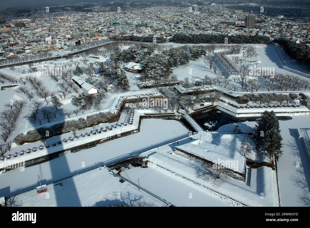 Shadow of Goryokaku Tower and the ruins of Goryokaku Stock Photo - Alamy