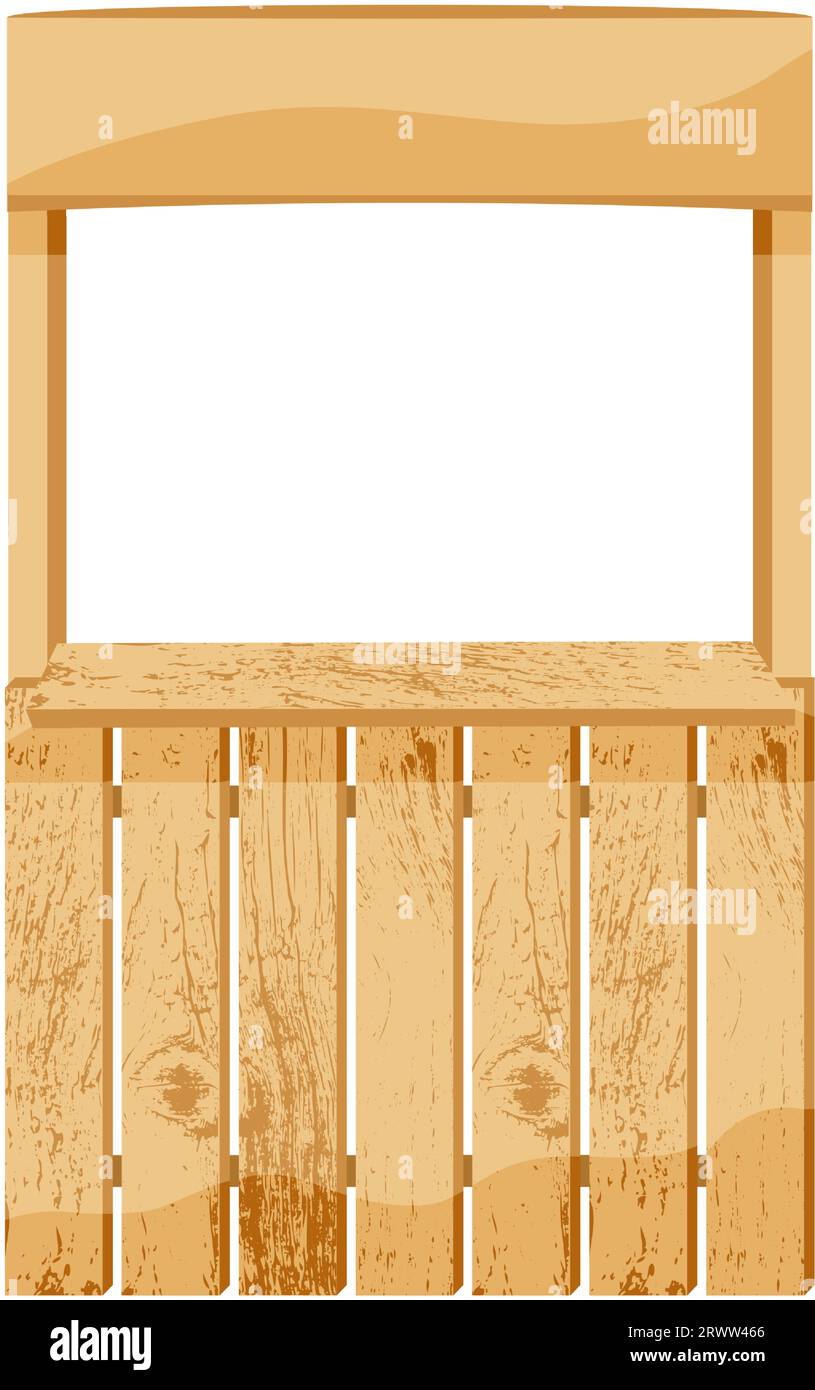 Wooden outdoor booth for outdoor sales. Market stall for retail trade.Vector illustration. Stock Vector