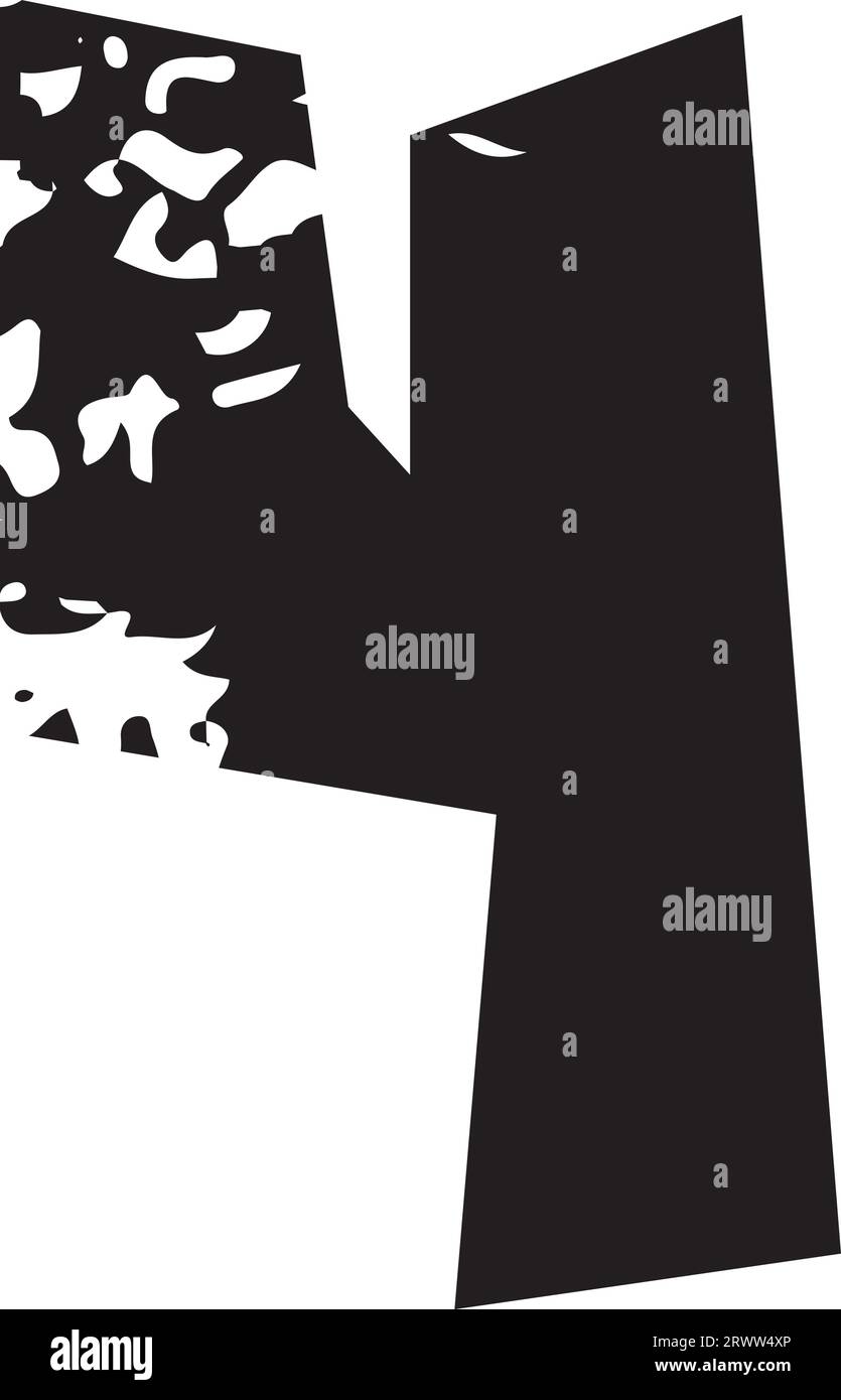 Display alphabet grunge corner paper cut font number 4 four Stock