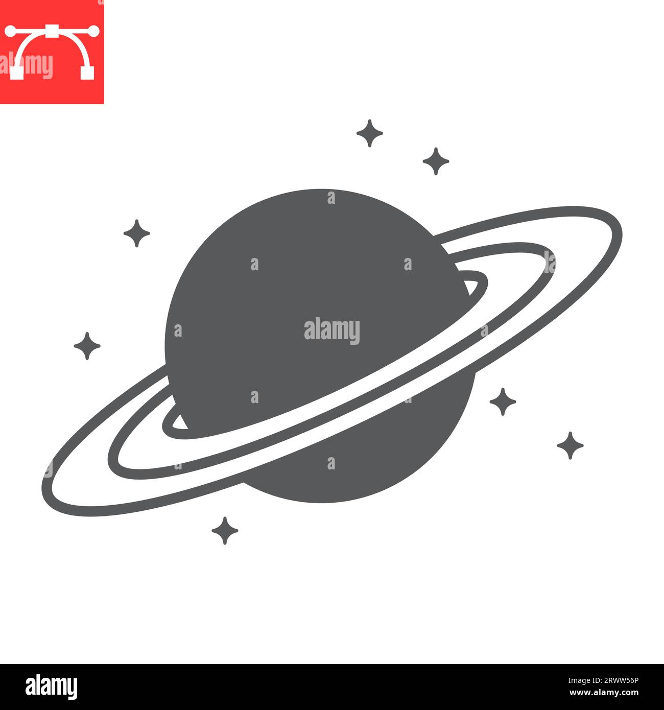 Saturn glyph icon, cosmos and planet, saturn vector icon, vector ...