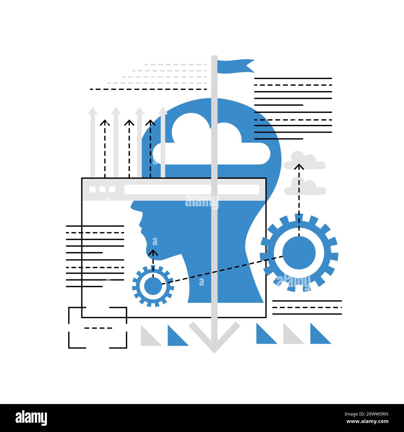Brain training exercise. Modern education process, intelligence development vector illustration Stock Vector