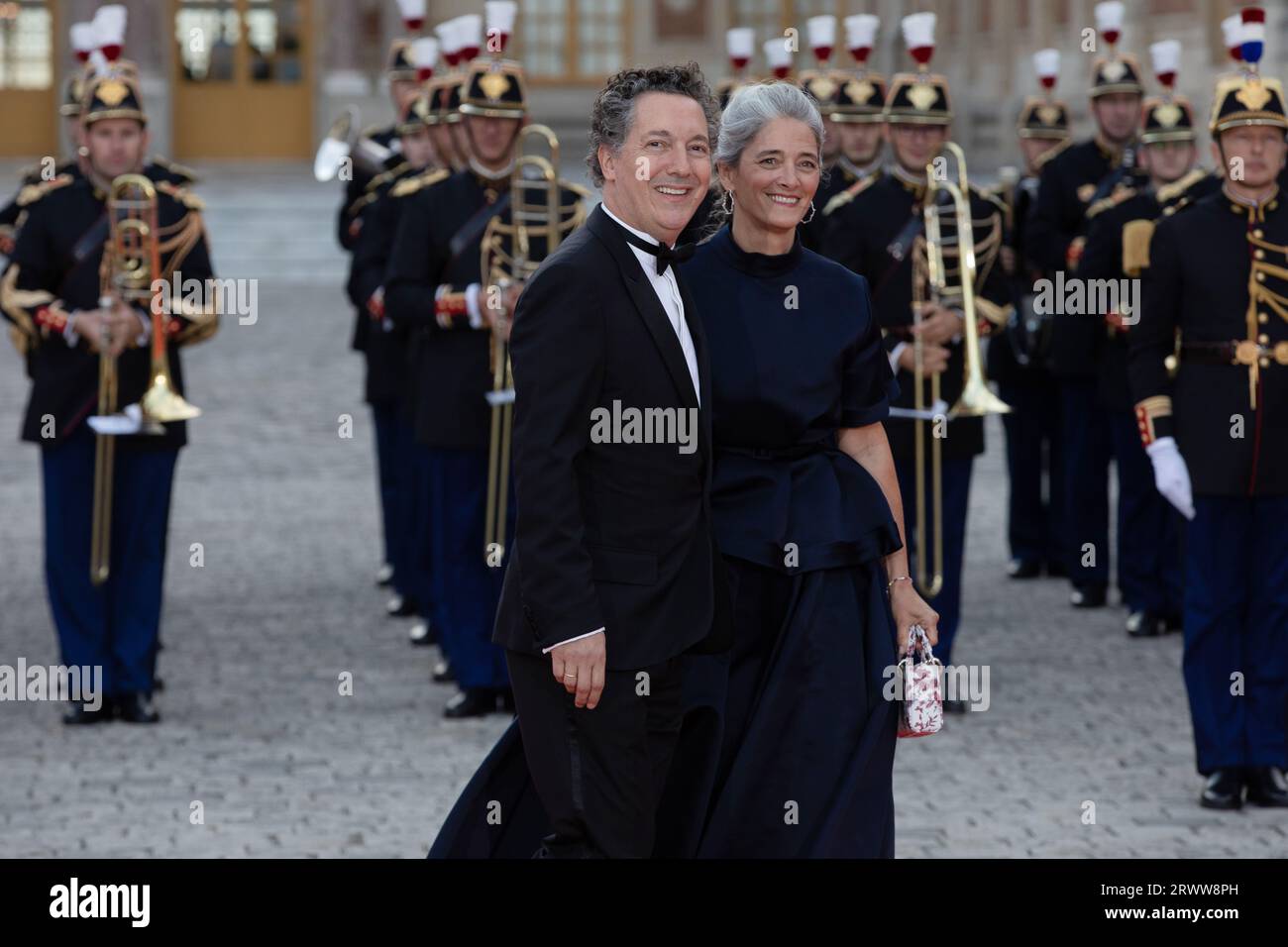 Versailles, France, 20 September 2023.  Guillaume and Amandine Gallienne attend a state dinner in honour of King Charles III and Queen Camilla. Credit: François Loock / Alamy Live NewsLive News Stock Photo