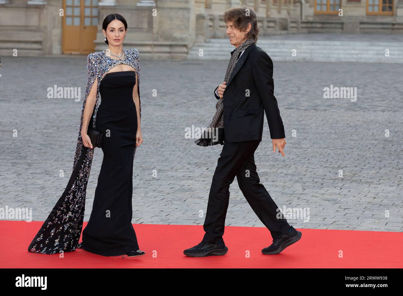 Versailles, France, 20 September 2023.  Mick Jagger and Mélanie Hamrick attend a state dinner in honour of King Charles III and Queen Camilla. Credit: François Loock / Alamy Live News Stock Photo