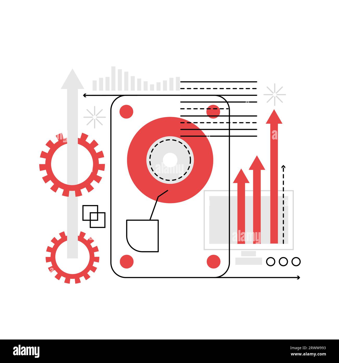 Computer hard disk. Digital technology, storing data device vector ...