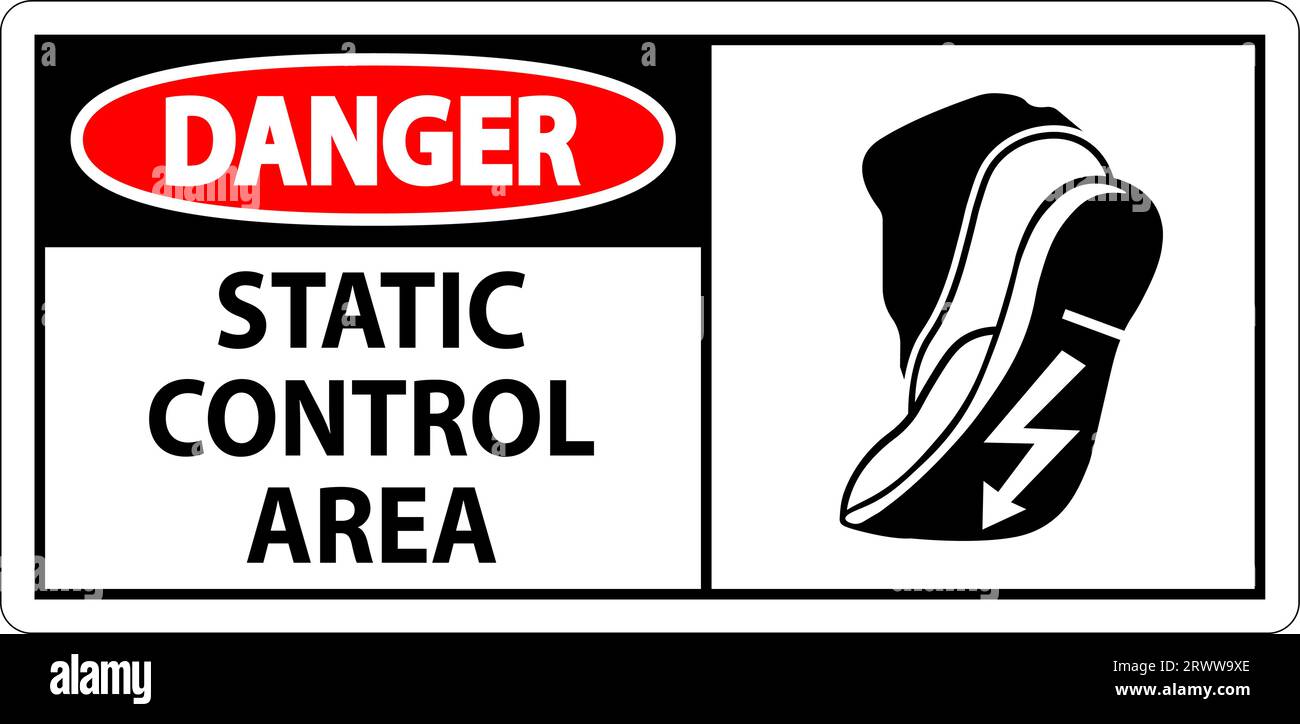 Danger Sign Static Control Area Stock Vector Image & Art - Alamy
