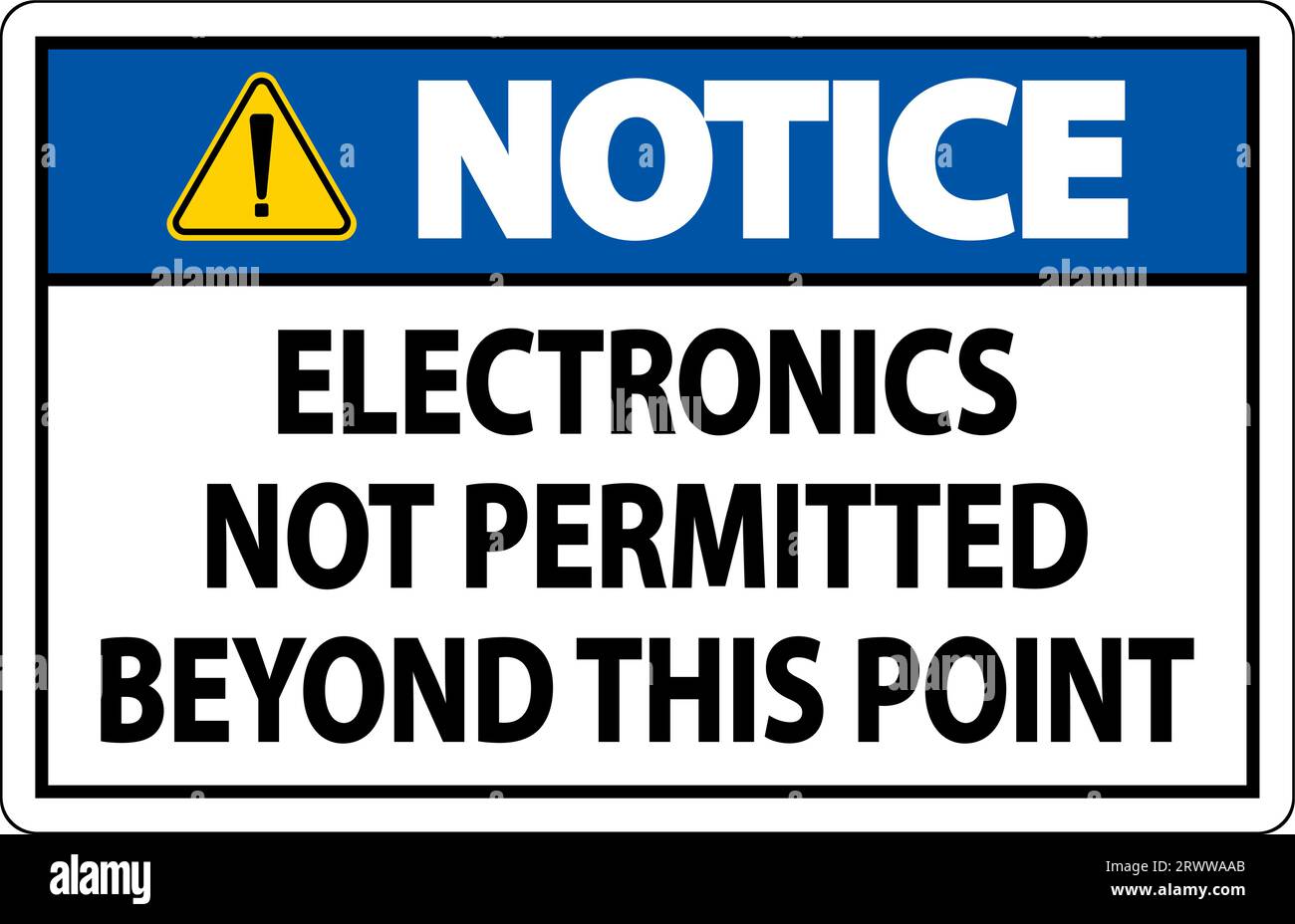 Notice Sign Electronics Not Permitted Beyond This Point Stock Vector