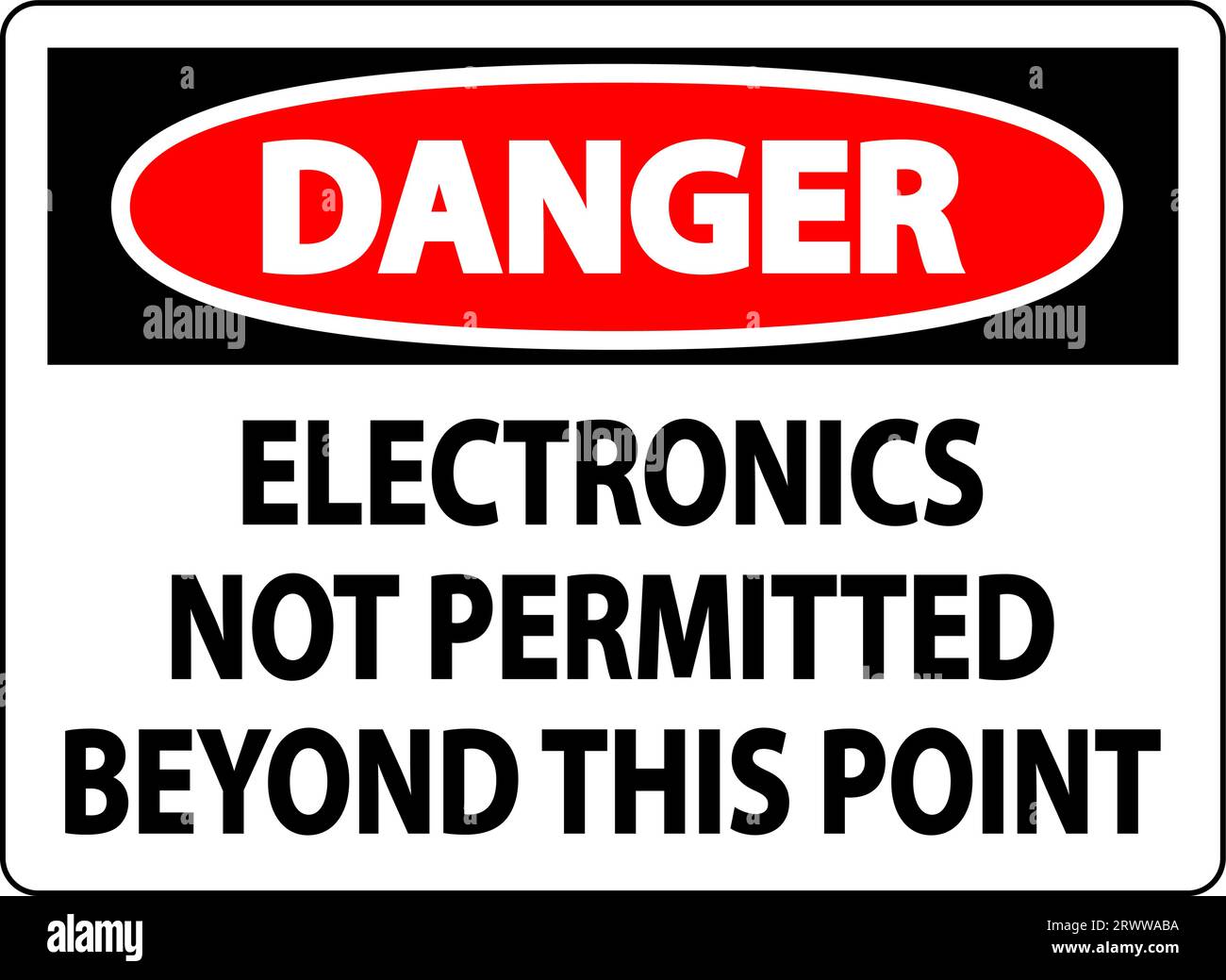 Danger Sign Electronics Not Permitted Beyond This Point Stock Vector
