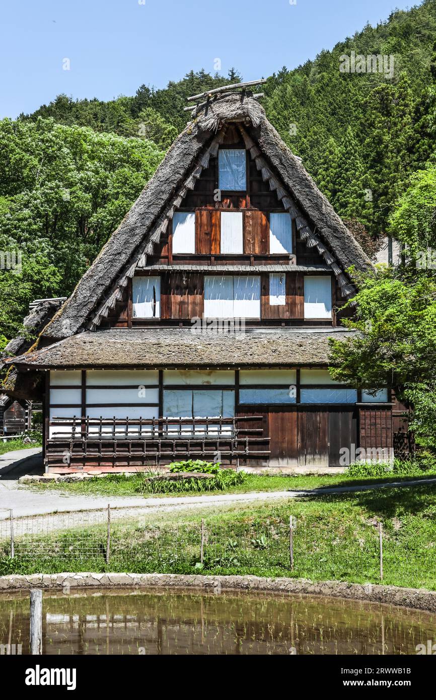 Former Nishioka House in Hida-no-sato looking at Kurumada (rice field ...