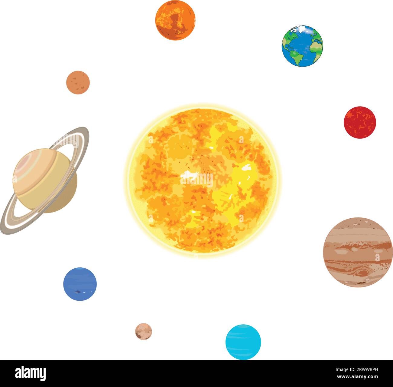 Solar System Planets (not to scale) Stock Vector