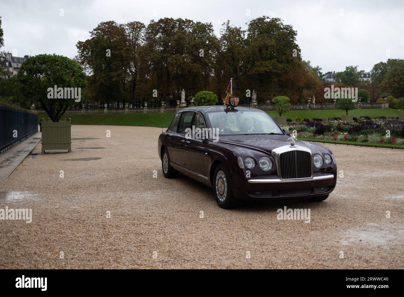 Britain Royal Car. Britain King Charles III, speaks with President of