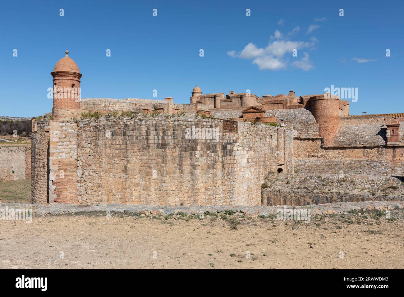 The walls of the Fort de Salses (also called Forteresse de Salses), a Catalan fortress in the commune of Salses-le-Château. Stock Photo