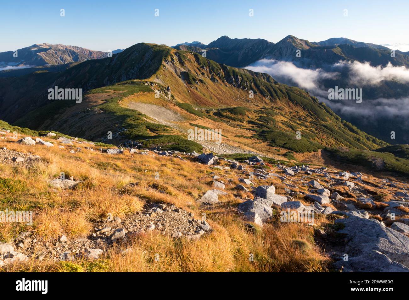 Uraginza mountain range of the Northern Alps (from the summit of Mt. Sugoroku) Stock Photo