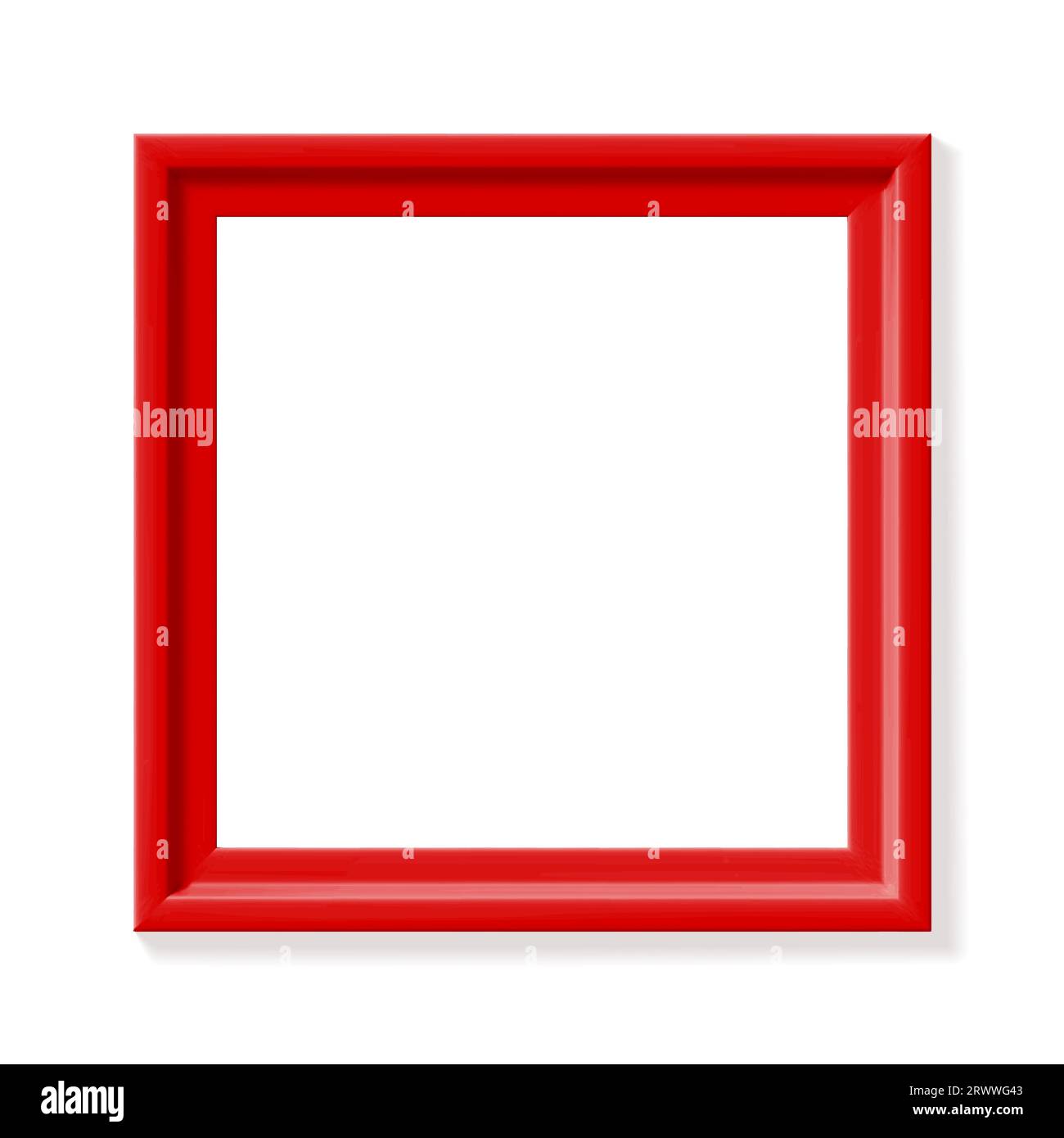 Red square picture frame. Minimalistic detailed photo realistic frame