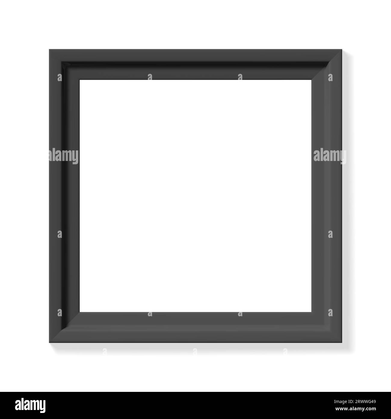 Black square picture frame. Minimalistic detailed photo realistic frame. Graphic design element