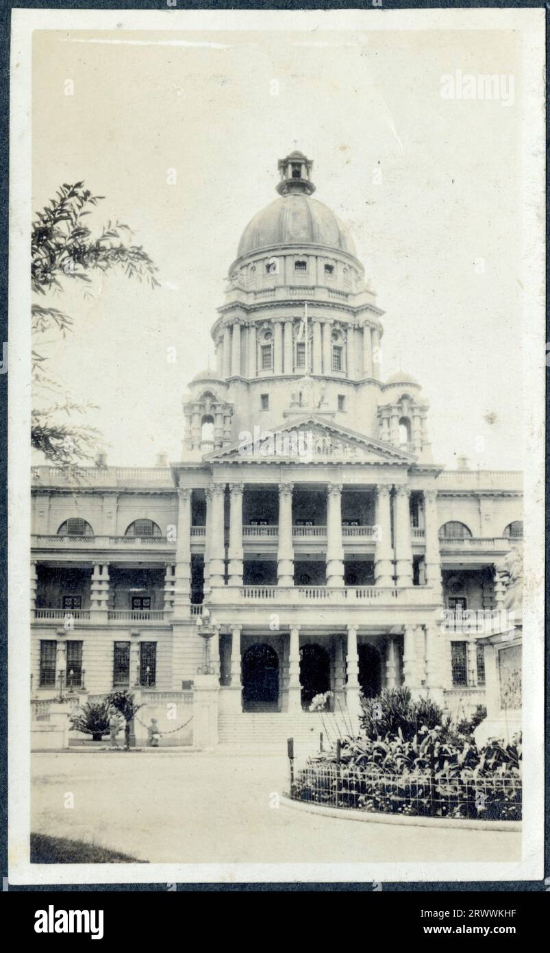 Front elevation of Durban Town Hall. Original manuscript caption Town
