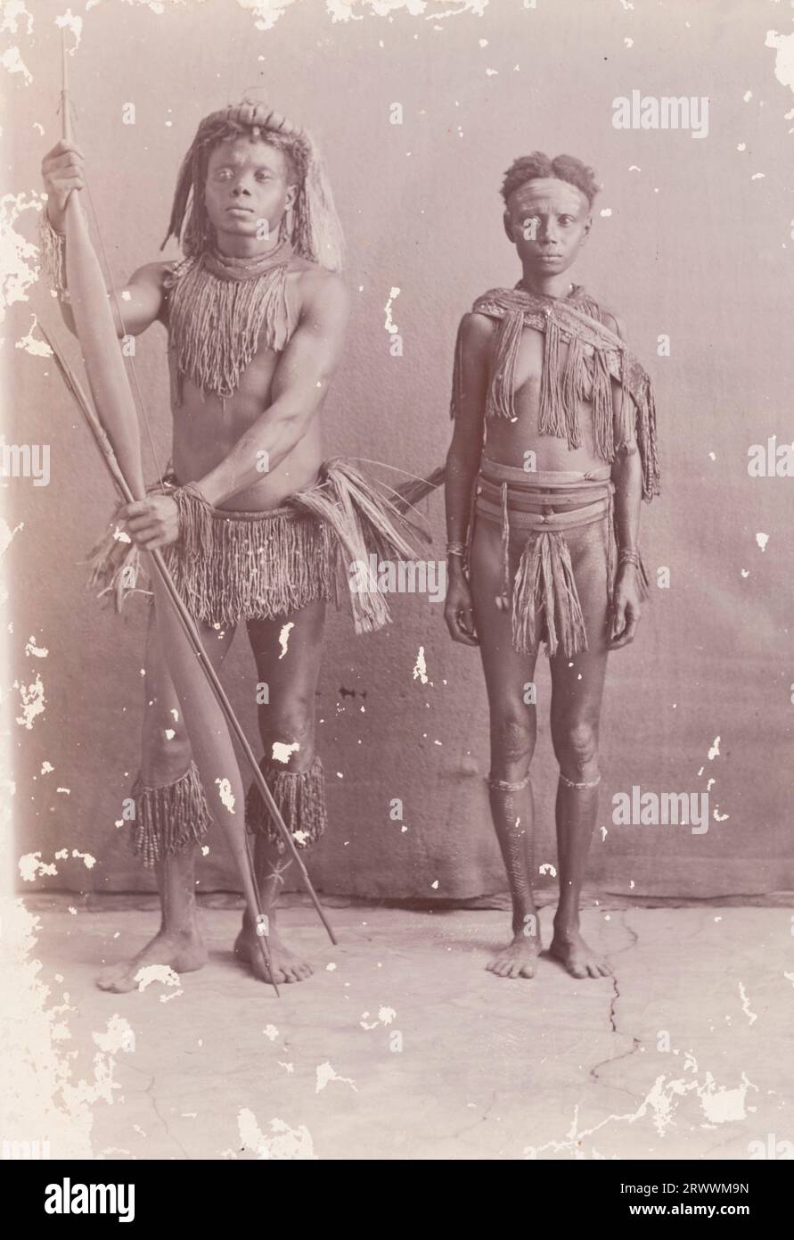 Portrait of a man and woman from the Great Andamanese people
