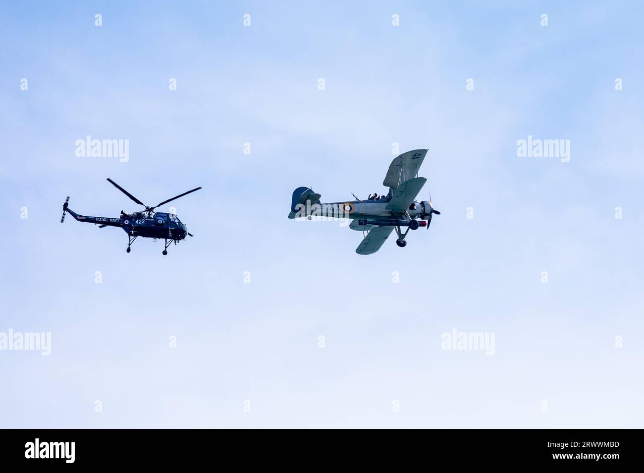 Fairey Swordfish and helicopter at the Bournemouth Air Show in 2023