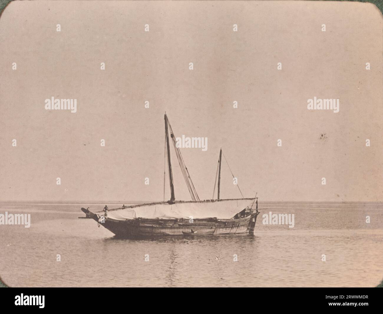 View of small sailing boat. Note on page refers to Persian Gulf