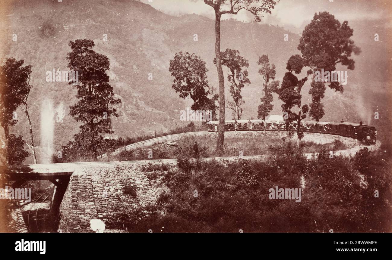 A steam makes its way around a looped section of the