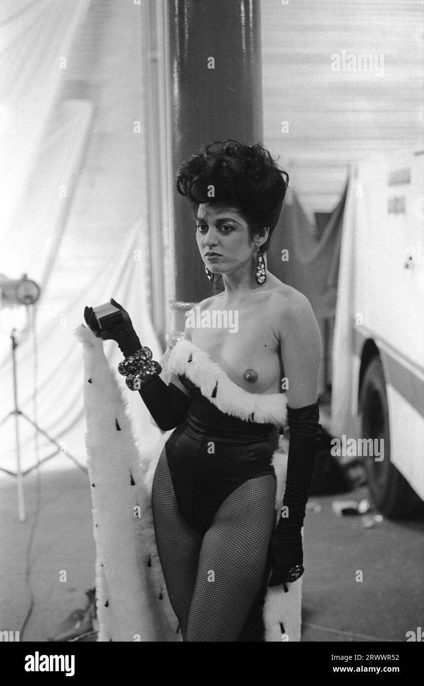 Luciana Martinez de la Rosa at the Alternative Miss World Competition a pansexual art and fashion event staged by Andrew Logan at the Grand Hall, Olympia, West London England 1981. 1980s UK HOMER SYKES Stock Photo