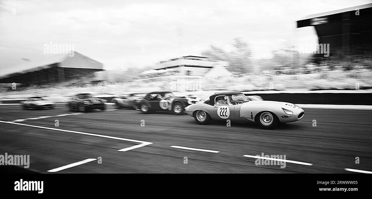 1961 Jaguar E-type 'semi 'lightweight' (222),in the Royal Automobile Club TT Celebration race at The Goodwood Revival Meeting 10th Sept 2023 in Chiche Stock Photo