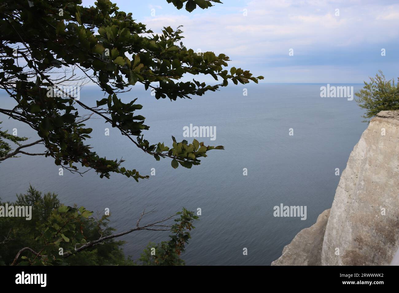 View from the white chalk cliffs at the 'Kaiserstuhl' in the Jasmund National Park on the Baltic Sea island of Rügen Stock Photo