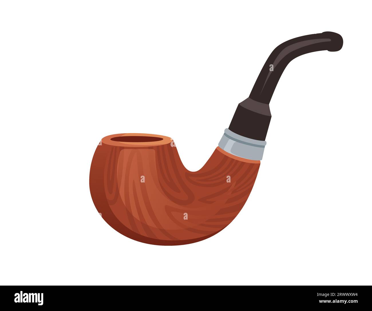Classic wooden smoke pipe vector illustration isolated on white background Stock Vector