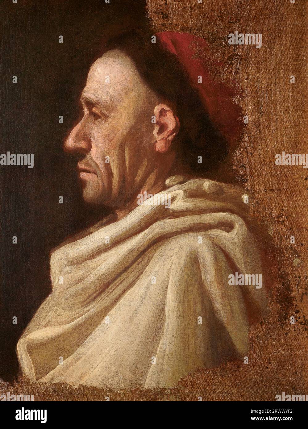 Ritratto d’uomo di profilo  - olio su tela - Antonio Cifrondi - 1720  -  Clusone (Bg) Museo Arte Tempo Stock Photo