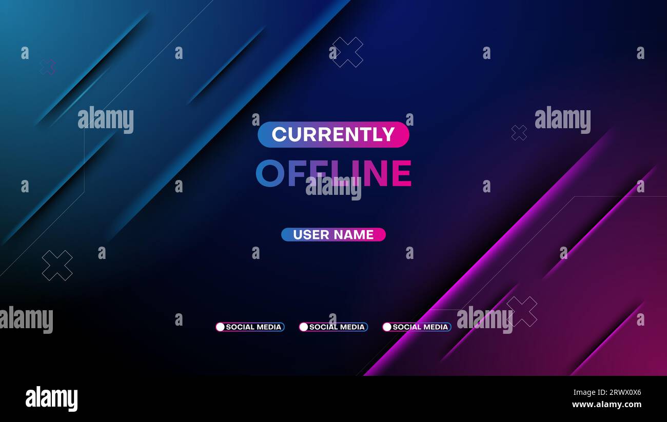 currently offline streaming banner background with neon light. vector ...