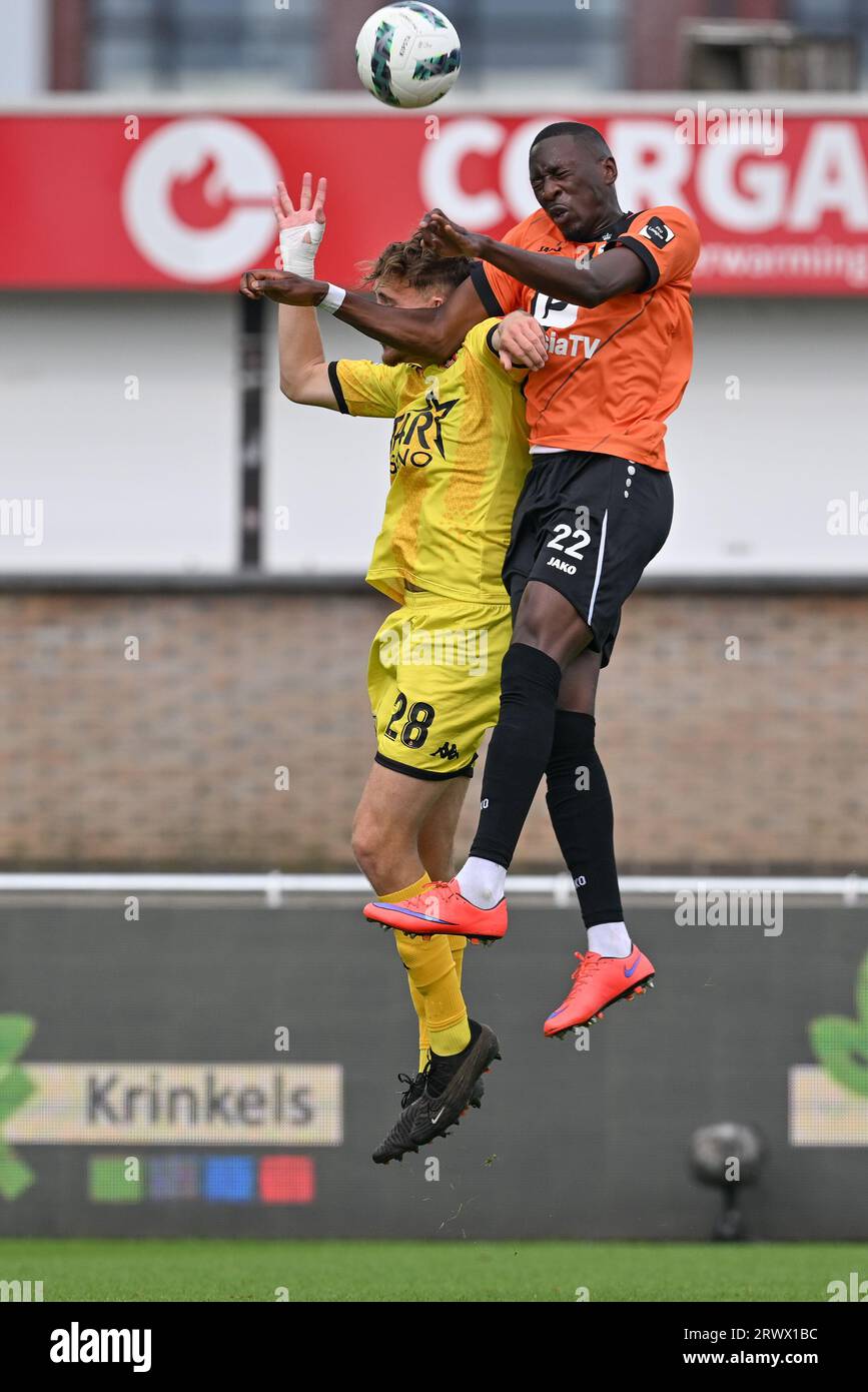 Deinze, Belgium. 17th Sep, 2023. Valentin Guillaume (14) of FC Seraing  pictured during a soccer game between KMSK Deinze and RFC Seraing during  the 5 th matchday in the Challenger Pro League
