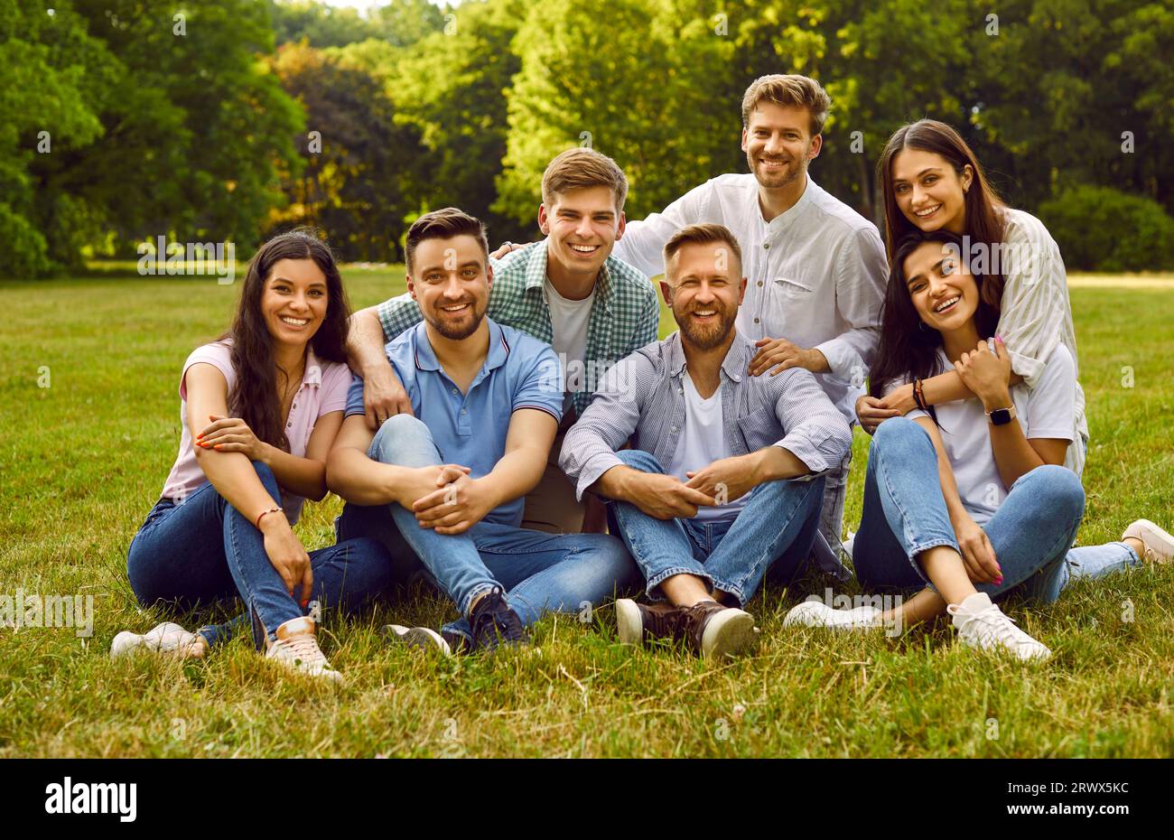 Carefree male female friends hi-res stock photography and images - Alamy